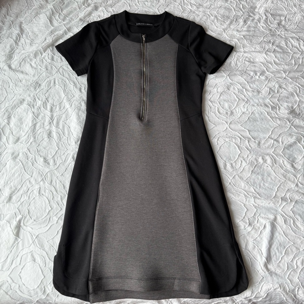 Harlowe & Graham Black Sheath Midi Dress Zipper Short Sleep